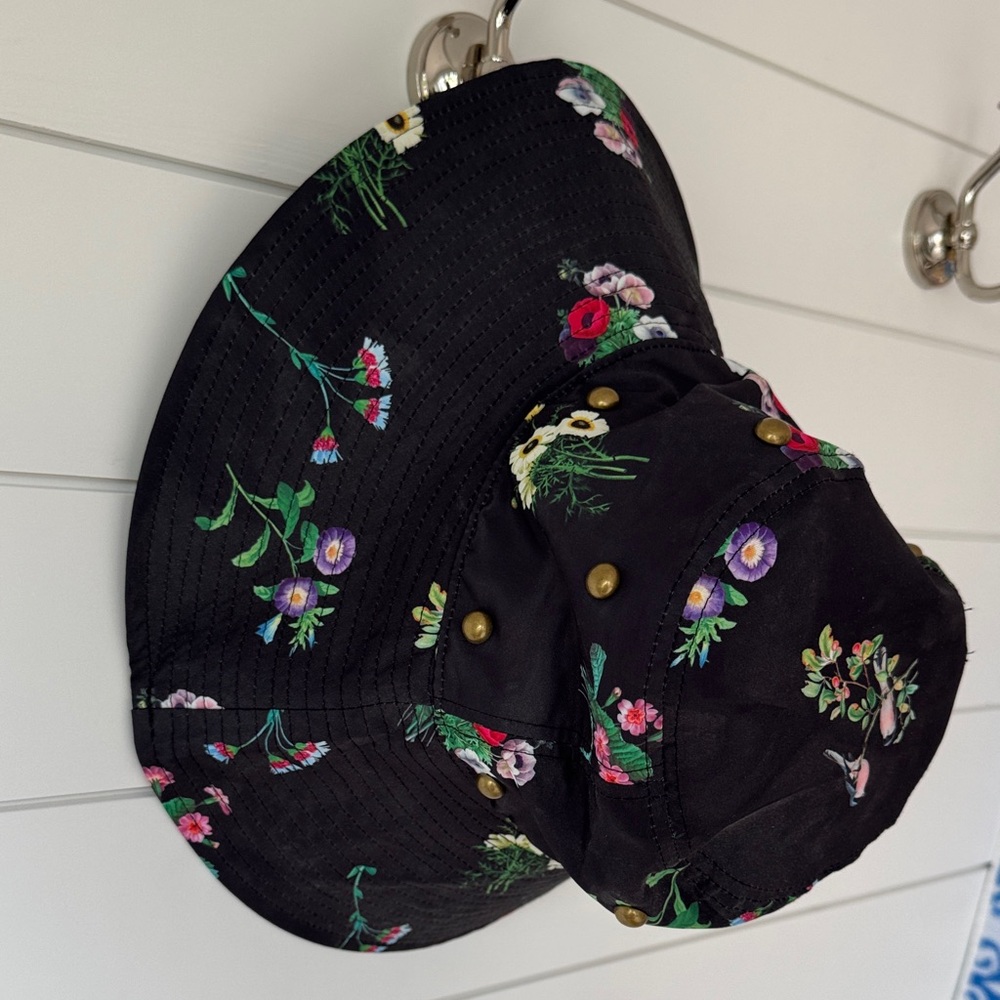 Cynthia Rowley Black Hat with Floral Design with tags